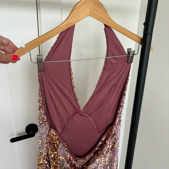 NWOT FREE PEOPLE GLITTER AND GOLD MIDI DRESS Sz S - Picture 10 of 16